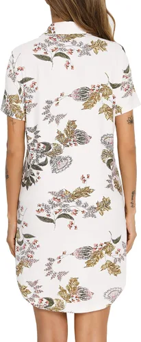Miniatura 144 de Samring Camisón de pijama para mujer, manga corta/larga, con botones, camisón para dormir, camisón para novio, talla XXL