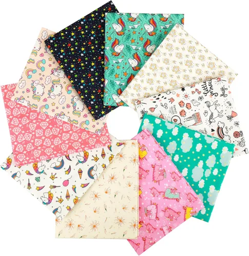 Miniatura 18 de Craftido -25 Opciones- Paquetes de Tela 100% Algodón para Quilting 10pcs Fat Quarters 18"x21"-Peso Medio 5.2 oz- Algodón Suave para Acolchado, Tie