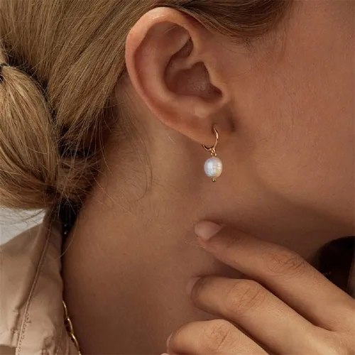 Miniatura 4 de 14k Gold Small Hoop Earrings with Simulated Baroque Pearl Earrings for Women Pearl Drop Dangle Earrings Gold Hoop Earrings for Women