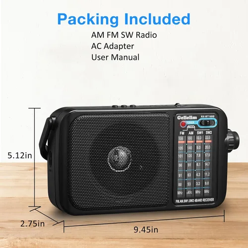 Miniatura 6 de Gelielim Radio AM FM portátil enchufable de pared o AA funciona con pilas AA para el hogar/exterior, radio Bluetooth con excelente sonido