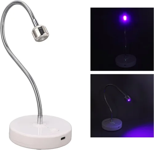 Miniatura 2 de LAJS5d4 - Lámpara de uñas LED UV, luz de curado de gel USB de 3 W con cuello de cisne giratorio de 360 grados, temporizador 60S para uso en salón