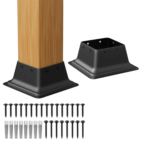 SPACEEUP Base de poste de 4 x 4, tamaño interno de 3.6 x 3.6 pulgadas, soporte de poste de acero resistente, apto para anclaje de poste de madera