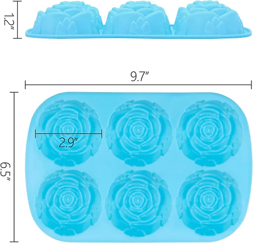 Miniatura 5 de Moldes de silicona para rosas, 5 paquetes, molde antiadherente para cubitos de hielo de flores de rosas de 6 cavidades para dulces, jabón, cupcakes