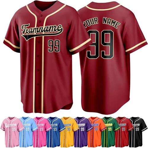 Miniatura 30 de Custom Baseball Jersey Personalized Short Sleeve Team Sport Uniform Baseball Shirt for Men Women Youth Boy