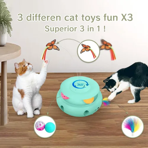 Miniatura 3 de Juguetes para gatos, juguetes interactivos 3 en 1 para gatos de interior, juguete interactivo automático recargable con mariposa aleteante, sensor