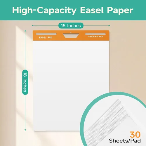 Miniatura 3 de Almohadilla de caballete pegajoso, 15 x 18 pulgadas, papel autoadhesivo grande, 30 hojas/bloc, papel de tabla de anclaje para profesores, aulas