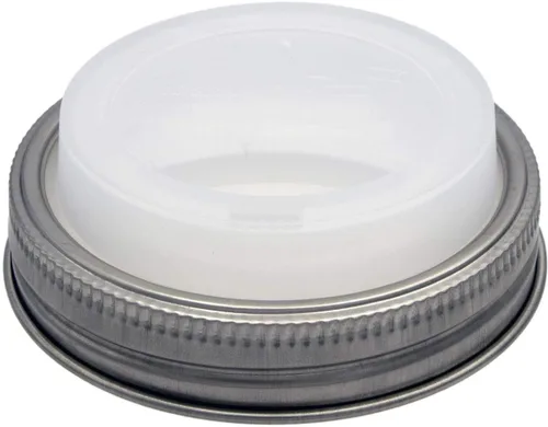 Miniatura 12 de Tapa de silicona para beber con banda de acero inoxidable para tarros Mason (Americana multicolor, boca regular)