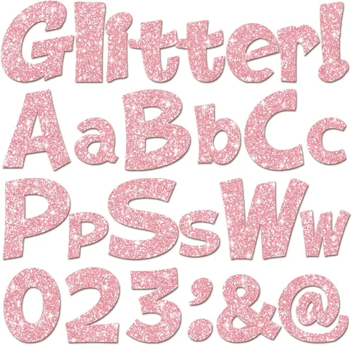 Miniatura 26 de Colarr 144 letras con purpurina para tablero de anuncios para el aula, números, símbolos de puntuación, letras troqueladas de 4 pulgadas con punto