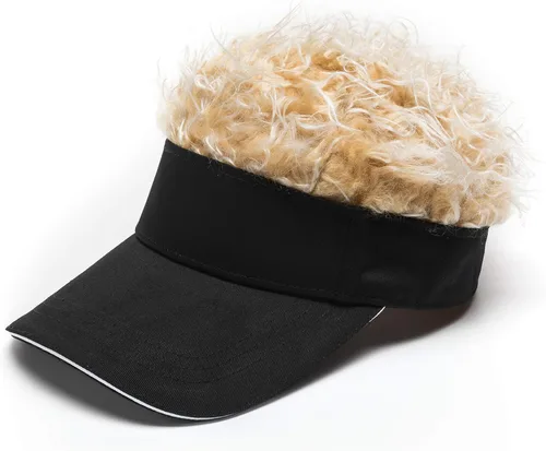 Miniatura 2 de Sombreros de pelo novedosos para hombre, con púas, divertidos, viseras de golf, peluca falsa con pico de Guy Fieri, gorra de béisbol ajustable