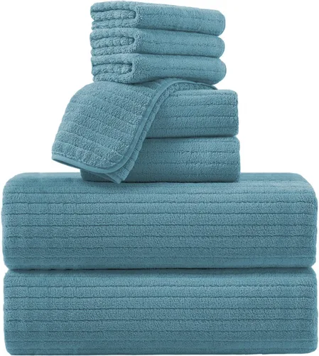 Miniatura 13 de Mistyrose Toalla de diseño acanalado (verde, toallas de baño de 4 piezas)