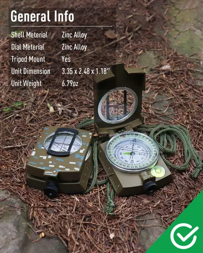 Miniatura 3 de Eyeskey Brújula Militar de Supervivencia Táctica Multifuncional con Cordón y Bolsa Impermeable y Resistente a los Impactos Brújula