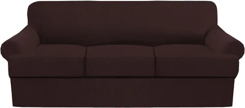 Miniatura 29 de Juego de fundas para sillas con cojines en T de 2 piezas, funda de sofá elástica para sillones y sillas con cojines en T