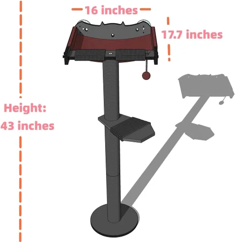 Miniatura 2 de Percha de ventana para gatos con poste para rascar con soporte fuerte - Gran hamaca cama para gatos en interiores - Asiento de madera maciza, Negro