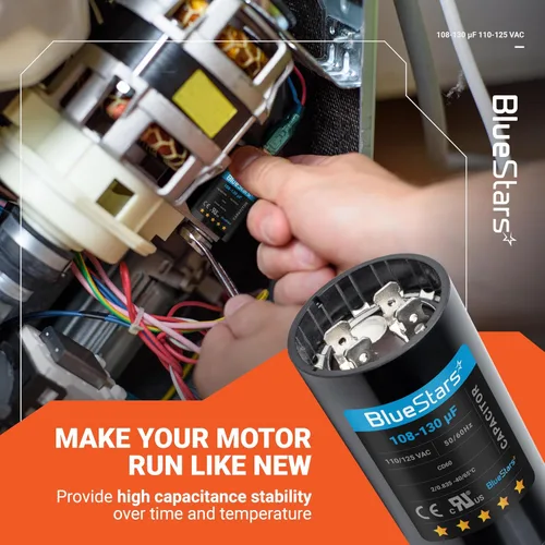 Miniatura 6 de [[Listado UL] BlueStars 108-130 uF MFD 110-125 VCA voltios ±20% 50/60 Hz CD60 Condensador de arranque redondo AC Pieza de repuesto eléctrico
