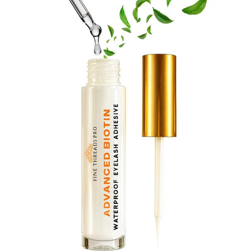 Advanced Biotin - Pegamento de pestañas transparentes para ojos sensibles, seguro, sin látex, hipoalergénico, fuerte sujeción, pegamento de pestañas