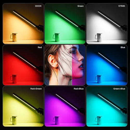 Miniatura 6 de LUXCEO Iluminación LED RGB para fotografía, varita portátil, luz de video LED de mano, 1000 lúmenes, CRI 95+ USB recargable con control remoto