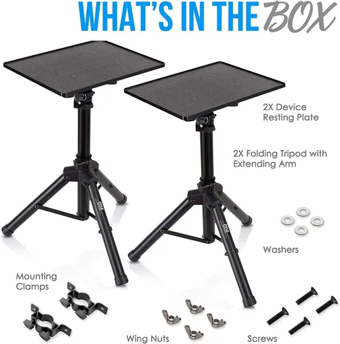 Miniatura 7 de Pyle Pyle PLPTS4X2 - Soporte de trípode para proyector de laptop, 2 piezas, para computadora, libro, equipo de DJ, altura ajustable de hasta 52