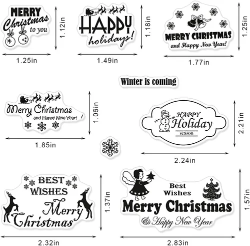 Miniatura 2 de Palabras de felicitación de Feliz Navidad, sellos transparentes para hacer tarjetas y decoraciones de álbumes de fotos, sellos de silicona de árbol
