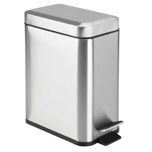 mDesign Cubo de basura rectangular con apertura lateral - Acero inoxidable cepillado
