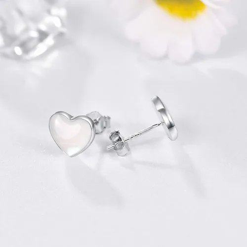 Miniatura 3 de Pendientes de plata de ley 925 con forma redonda de nácar de 0.197in, hipoalergénicos para orejas sensibles, joyas de perlas para el día