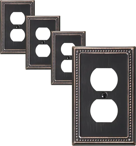 Miniatura 100 de Paquete de 4 placas de cubierta para interruptor de luz de palanca individual, cubiertas decorativas de perlas, placa de pared de metal almendra