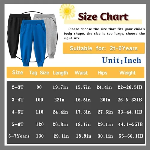 Miniatura 2 de Boy's 2-Pack Pants, Toddler Cotton Pull on Jogger, Kids Dinosaur Drawstring Elastic Sweatpants