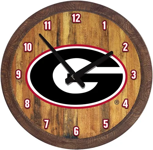 Miniatura 121 de The Fan-Brand NCAA Oklahoma Sooners: Reloj de pared con parte superior de barril de imitación para decoración de bar, decoración de fiesta