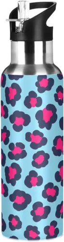 BPA-Free Sport Water Bottle 20 Oz, Insulated Stainless Steel Water Bottle with Straw for Gym Outdoor Travel School, Bold Pink Blue