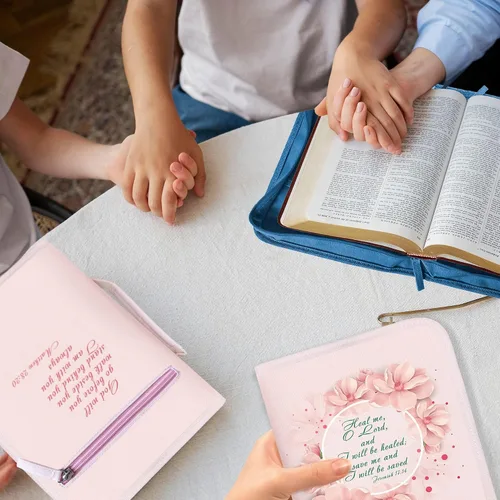 Miniatura 62 de DEHITE Funda para la Biblia para mujer, bolsas de transporte de la Biblia, tamaños medianos y grandes, ranuras para bolígrafos, tela de primera