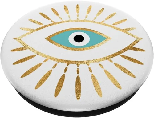Miniatura 2 de Gold Lash and Teal Evil Eye Greek Mati PopSockets PopGrip: agarre intercambiable para teléfonos y tabletas PopSockets estándar PopGrip