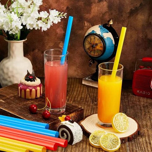 Miniatura 7 de Tessco for you 3200 piezas de 25 cm de pajitas jumbo para batidos, paquete grande de 10 mm de plástico desechable con boca ancha para té de Colorido