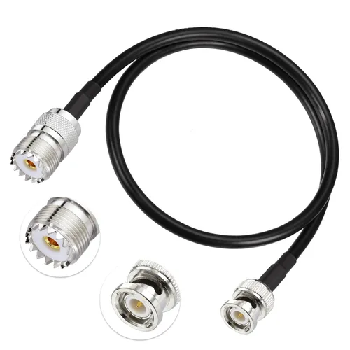 Miniatura 2 de Eightwood Adaptador de antena UHF hembra SO239 a macho BNC Cable puente RG58 de 1,6 pies para radio CB portátil, radio aficionado, radio ham
