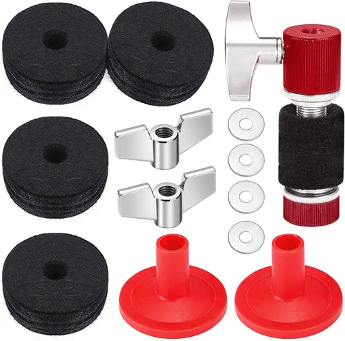 Miniatura 8 de Facmogu 23 accesorios de repuesto para platillo, fieltros de soporte de platillo, almohadillas de fieltro de tambor que incluyen tuercas de ala