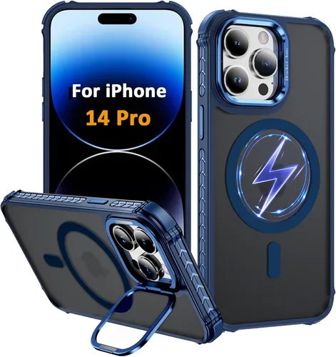 Miniatura 45 de i Phone 13 - Funda para iPhone 14, compatible con carga inalámbrica MagSafe, resistente, a prueba de golpes, soporte ajustable, color rojo mate