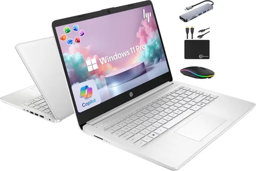 Miniatura 10 de HP Computadora portátil delgada de 14 pulgadas para estudiantes de negocios 2025, MS Office de por vida, IA Copilot, CPU Intel de cuatro núcleos, 16