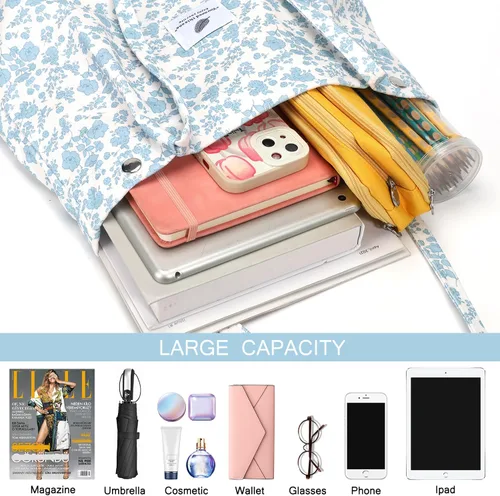 Miniatura 8 de Ayieyill - Bolsa de pana para mujer y niña, con correa de lona para colgar al hombro, bolsa con bolsillo