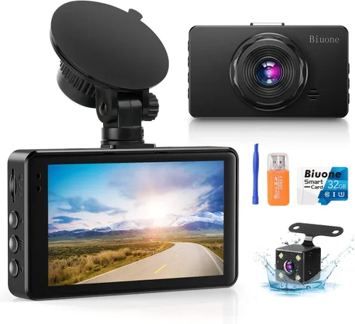 Miniatura 13 de Cámara frontal para automóvil con WiFi integrado y control de aplicación, cámara de tablero 4K con tarjeta gratuita de 32 GB, cámara de tablero