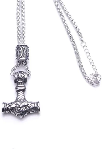 Miniatura 2 de LANGHONG Collar de martillo de Thor vikingo nórdico collar Mjolnir para hombre joyería de talismán