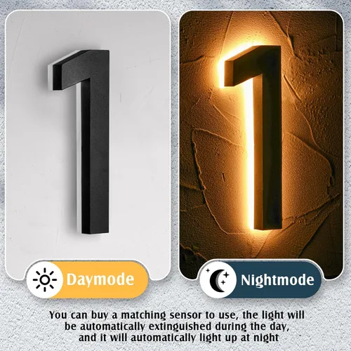 Miniatura 4 de ROCEEI Número de casa LED retroiluminado de 8 pulgadas 0-9 para exterior, impermeable, acero inoxidable, número de dirección de casa, grande