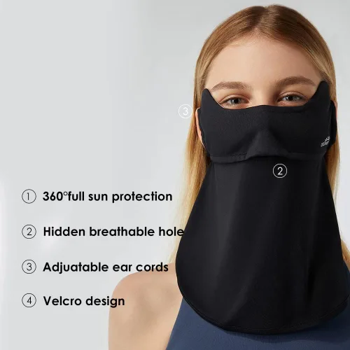 Miniatura 6 de Neck Gaiter Face Scarf Cover Sun Protection Balaclava Cloth Bandanas with Ear Loops 19SSF018