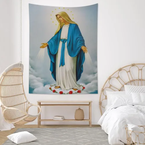 Miniatura 18 de HVEST Tapiz cristiano para colgar en la pared, tapiz navideño para colgar en la pared, tapiz de Jesús para dormitorio, habitación, decoración