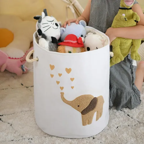 Miniatura 2 de Cesta de Ropa Sucia para Bebé Cesta de Ropa Sucia, Lona 58L XL Cesta de Ropa de Bebé, Cesta de Ropa Sucia Plegable Marrón para Guardería Cestas