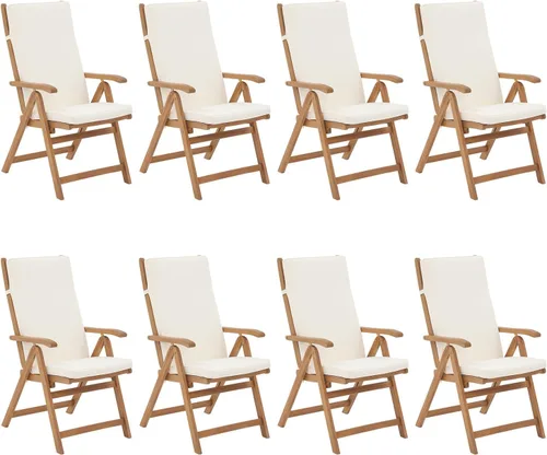 Miniatura 9 de OC Orange-Casual Juego de 4 sillas plegables de comedor para patio, sillas reclinables de madera de acacia al aire libre con reposabrazos y cojín