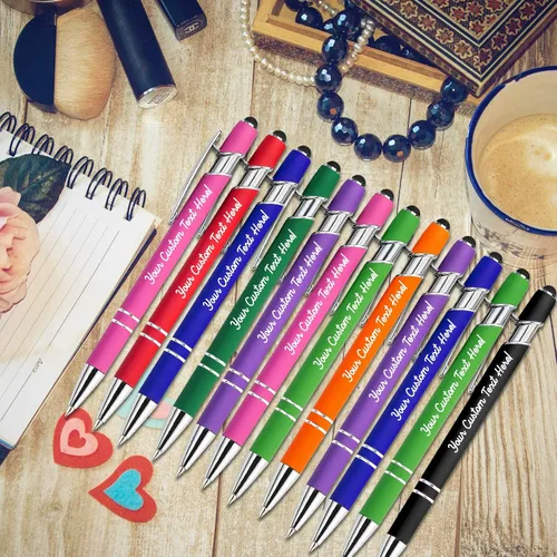 Miniatura 6 de Amlion Bolígrafos personalizados a granel, bolígrafos personalizados con lápiz capacitivo con nombre, mensaje y logotipo grabado, regalo para Variado