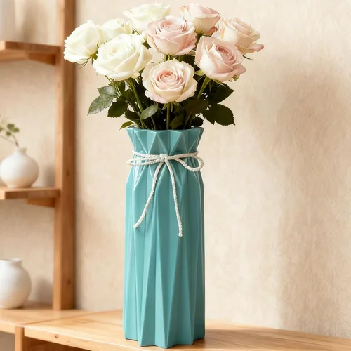 Miniatura 10 de Disoza Florero de cerámica de 9.5 pulgadas de alto x 3.9 pulgadas de ancho, jarrón rosa moderno para decoración del hogar para centros de mesa