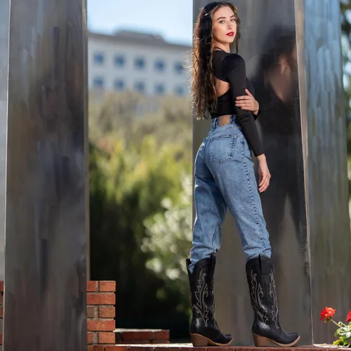 Miniatura 6 de HISEA - Botas vaqueras Rollda para mujer, con punta alargada y de estilo del lejano oeste