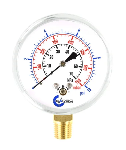 Miniatura 11 de Medidor de cápsula de baja presión de diafragma, esfera de 2-1/2", rango de 5 PSI, montaje inferior NPT de 1/4", caja de acero cromado, internos