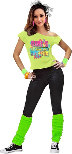 Miniatura 5 de Traje de los años 90 y 80 para mujer, camiseta de discoteca de fiesta temática de los años 80, tops con hombros descubiertos, parte superior vintage