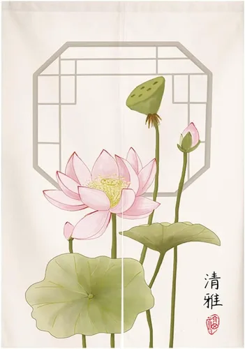 Miniatura 10 de Tapiz japonés Noren para puerta, cortina tradicional china de la riqueza de la fortuna para puerta, pintura de flores, decoración del hogar, 29 x 35