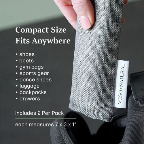 Miniatura 3 de Moso Natural Insertos desodorantes para zapatos, absorbente de olores de carbón para zapatos, desodorante para bolsas de gimnasio y botas